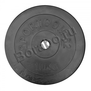 Диск Sportcom  обрезиненный, черный, диаметр 26 мм, 10 кг
