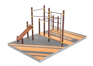 Спортивный Workout комплекс BW-59-M с лестницей турником для подтягивания треугольник, брусьями и лавкой для пресса