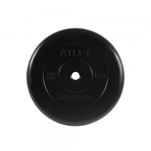 Диск "Atlet" обрезиненный, черный, диаметр 31 мм, 20 кг