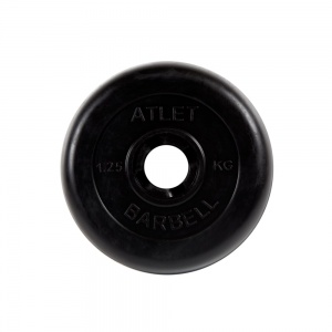 Диск "Atlet" обрезиненный, черный, диаметр 31 мм, 1,25 кг
