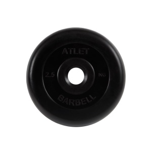 Диск "Atlet" обрезиненный, черный, диаметр 31 мм, 2,5 кг