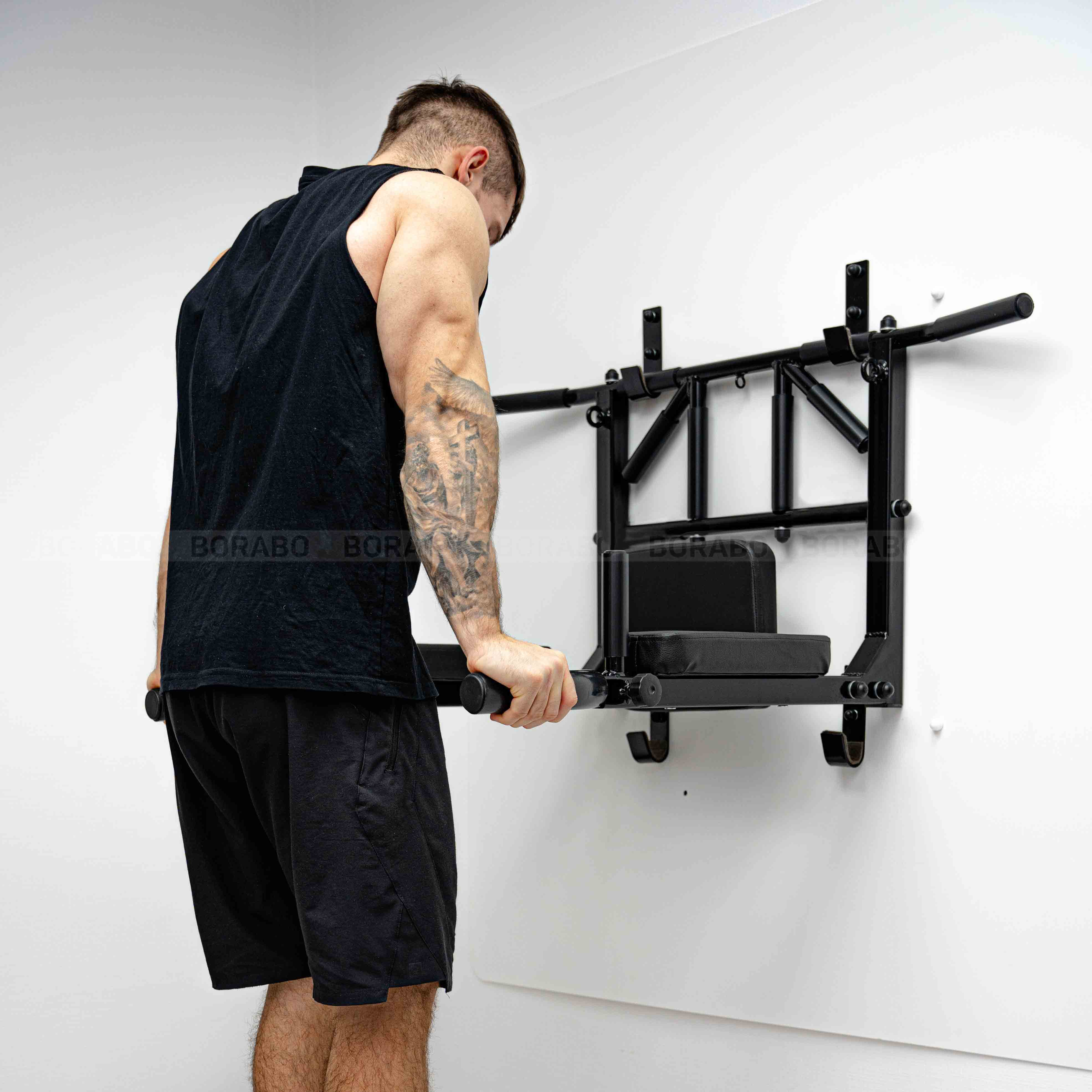 Турник Брусья Пресс 3 в 1 мультихват PRO на петлях Черный