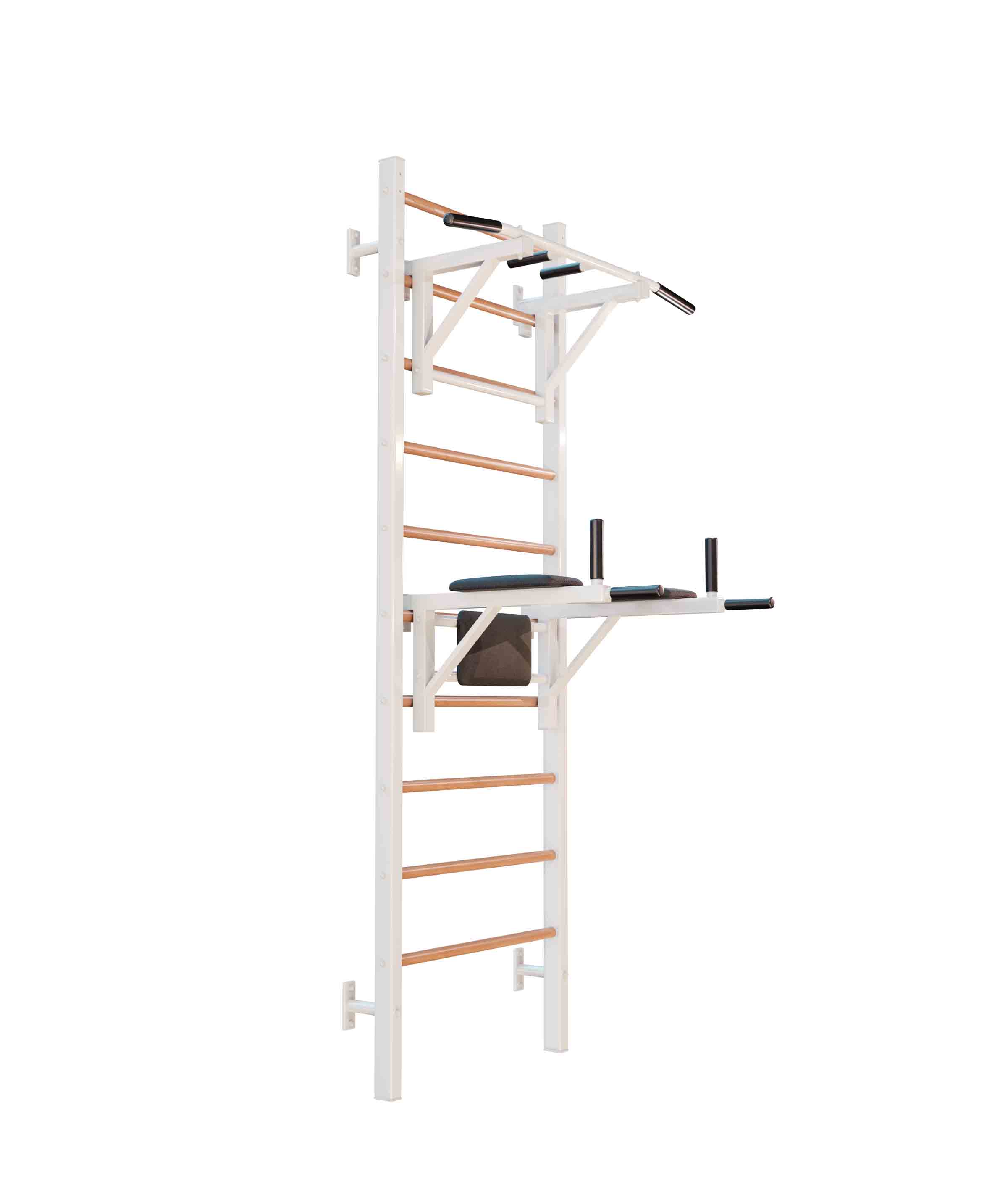 Шведская стенка комбинированная Бук Сталь 240x71x16 см + Турник навесной + Брусья Пресс