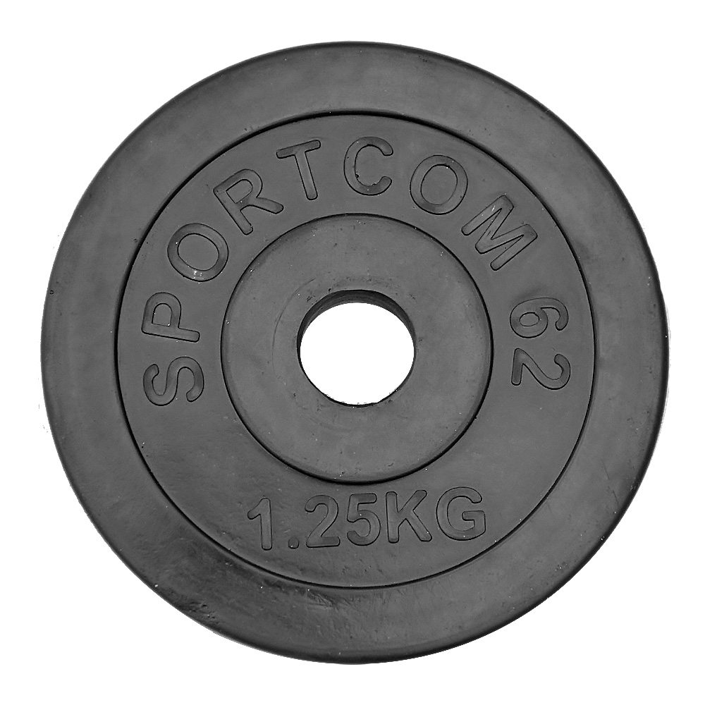 Диск Sportcom обрезиненный, черный, диаметр 26 мм, 1,25 кг