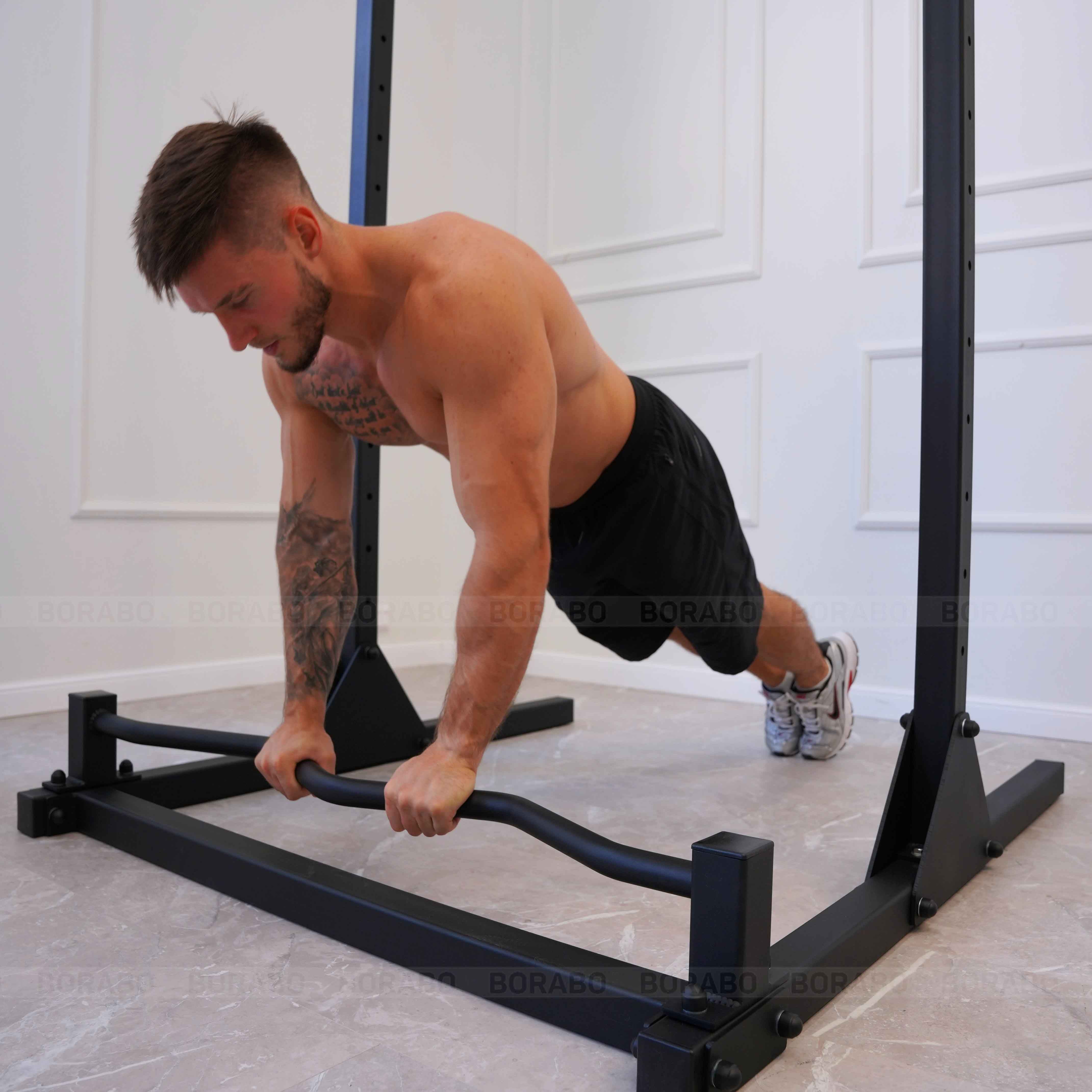 Турник напольный с брусьями и перекладиной для отжиманий, черный