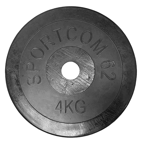 Диск Sportcom обрезиненный, черный, диаметр 26 мм, 4 кг
