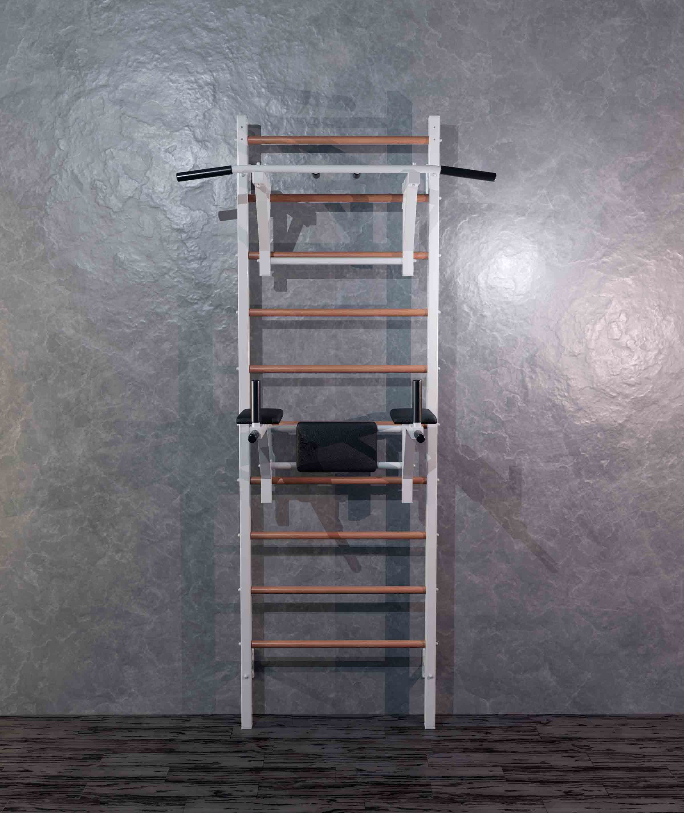 Шведская стенка комбинированная Бук Сталь 240x71x16 см + Турник навесной + Брусья Пресс