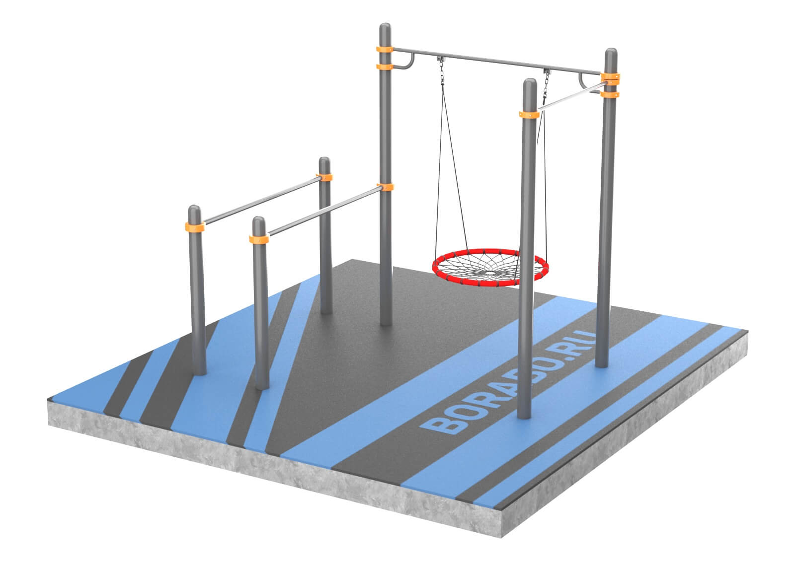 Турник Брусья и Качели-гнездо для улицы BW-114