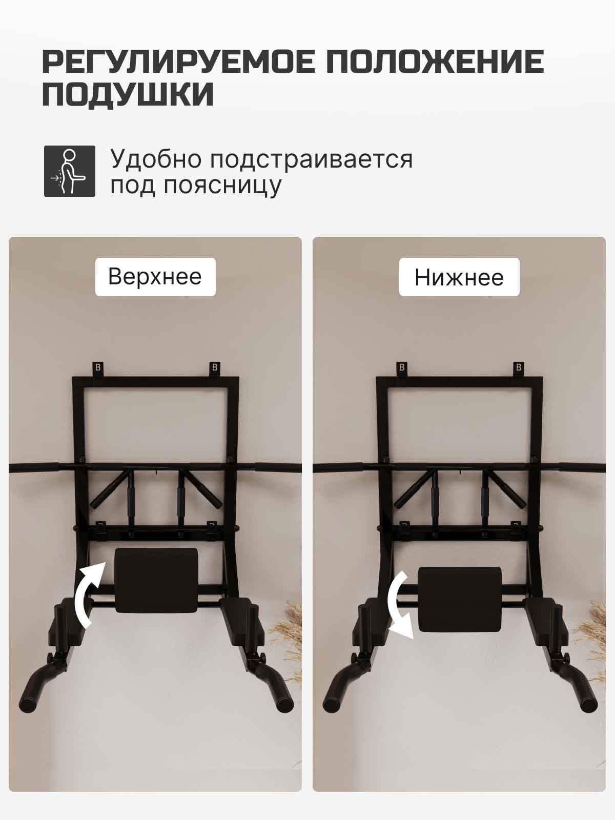 Турник Брусья Пресс 3 в 1 мультихват PRO на раме Черный