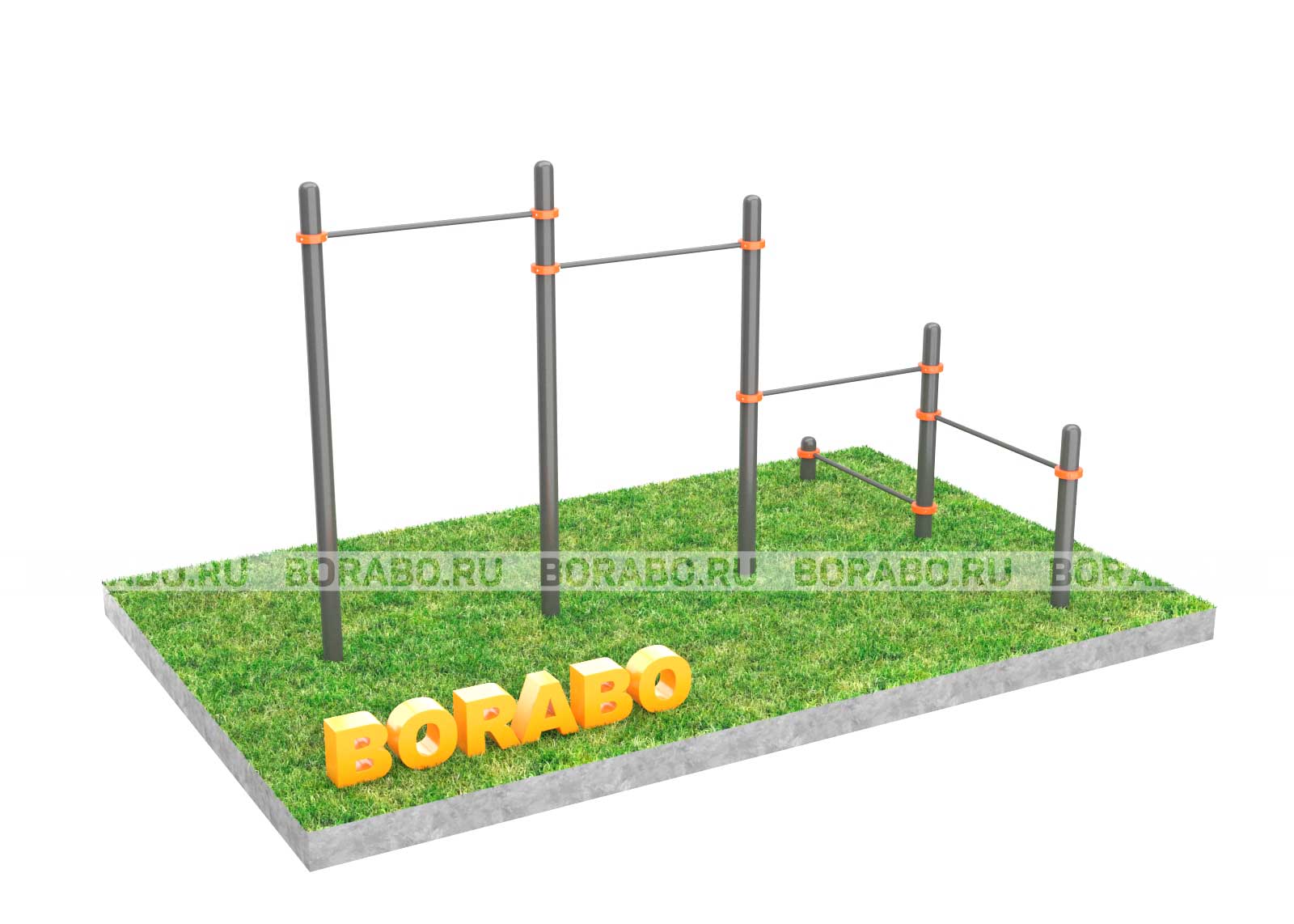 Тройной каскад Workout турников BW-61 с перекладинами для отжиманий