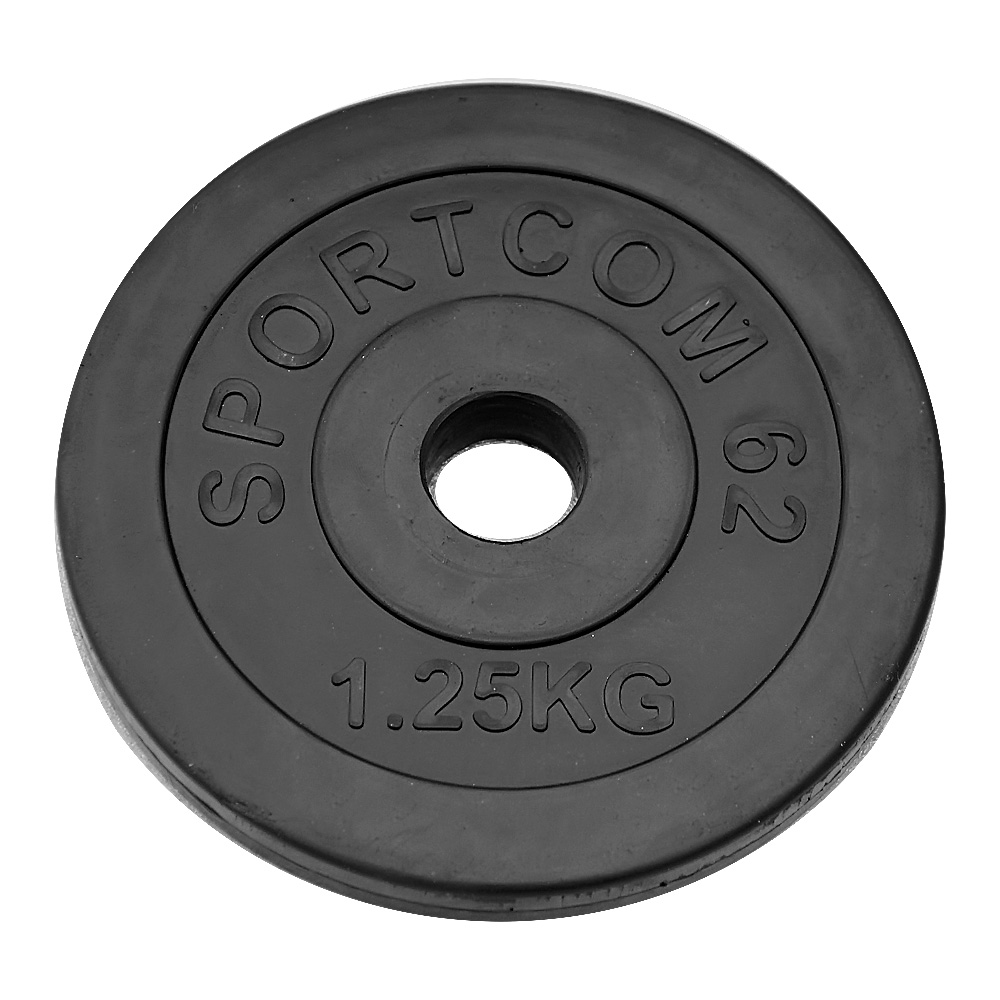 Диск Sportcom обрезиненный, черный, диаметр 26 мм, 1,25 кг