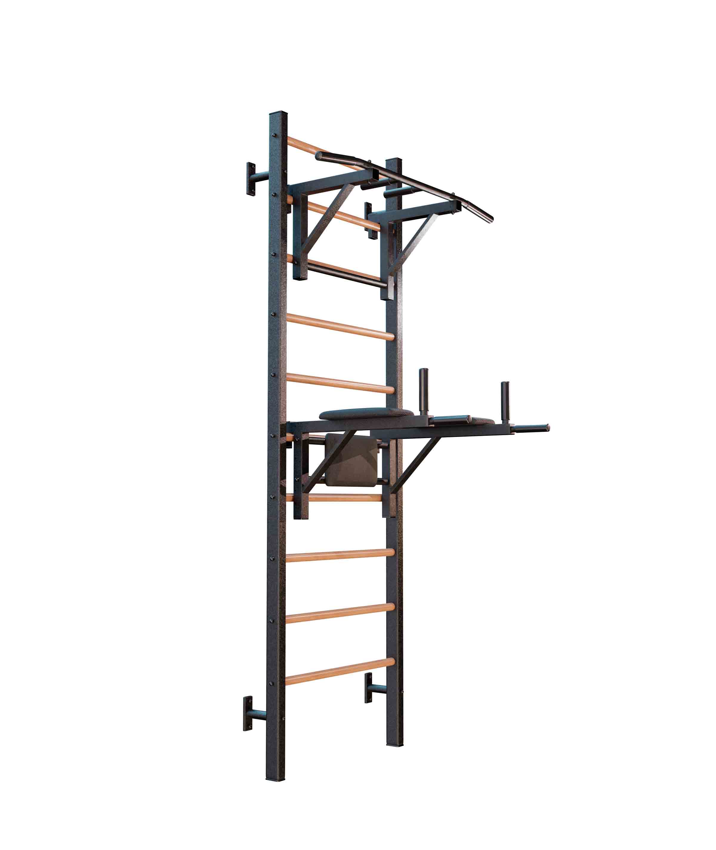 Шведская стенка комбинированная Бук Сталь 240x71x16 см + Турник навесной + Брусья Пресс