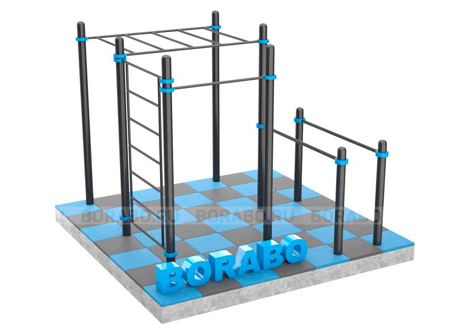 Спортивный Workout комплекс BW-37 с рукоходом, лестницей, турником и брусьями