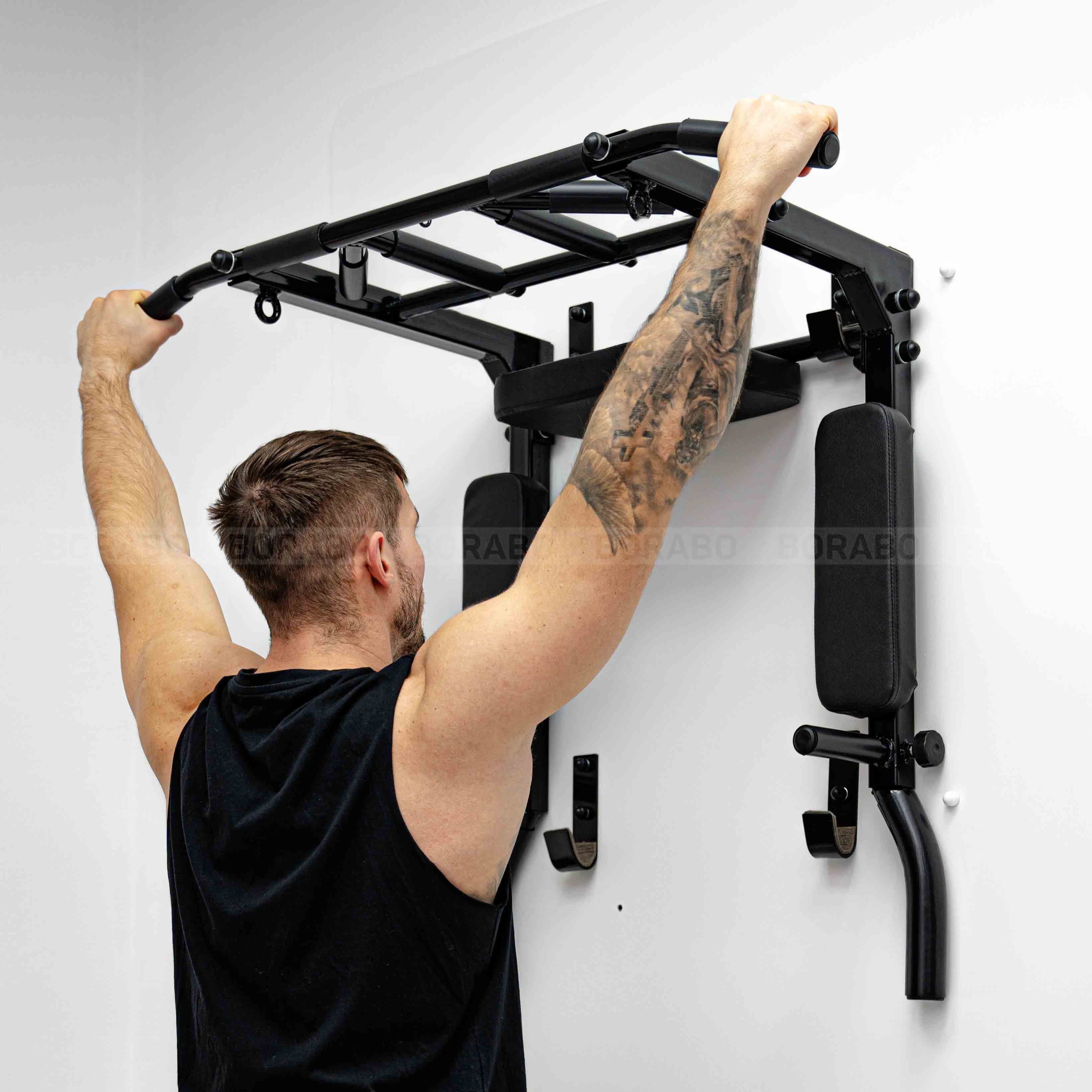 Турник Брусья Пресс 3 в 1 мультихват PRO на петлях Черный