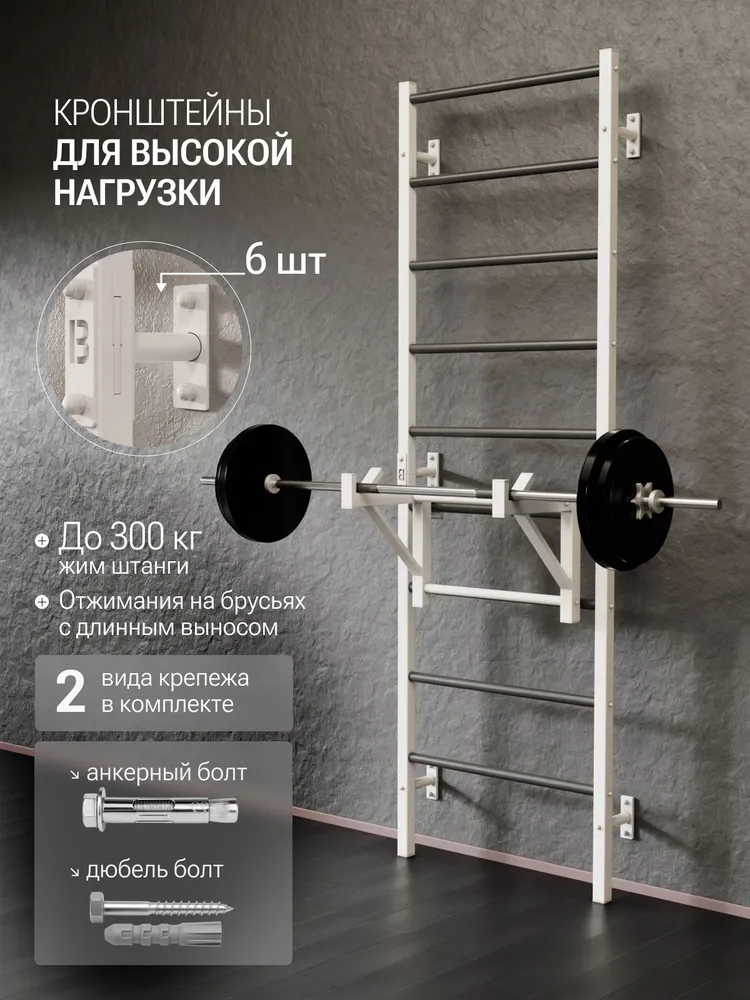 Металлическая шведская стенка PRO + Навесной турник + Брусья Пресс