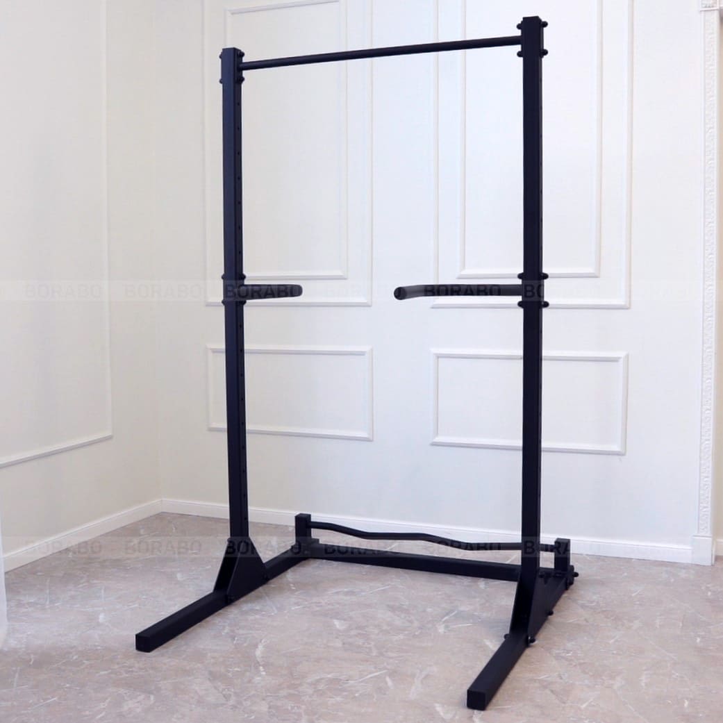 Турник напольный с брусьями и перекладиной для отжиманий, черный