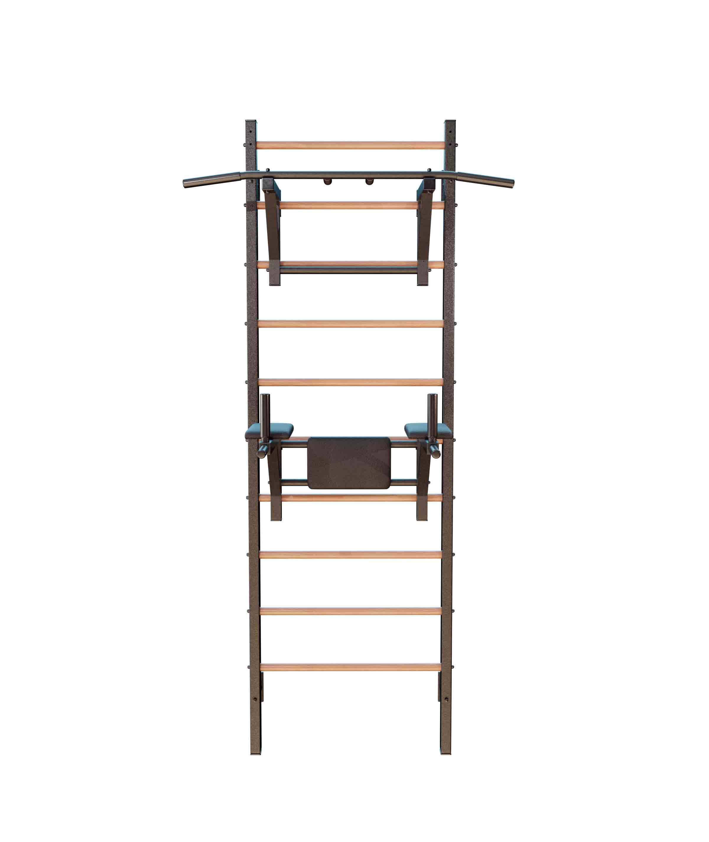 Шведская стенка комбинированная Бук Сталь 240x71x16 см + Турник навесной + Брусья Пресс