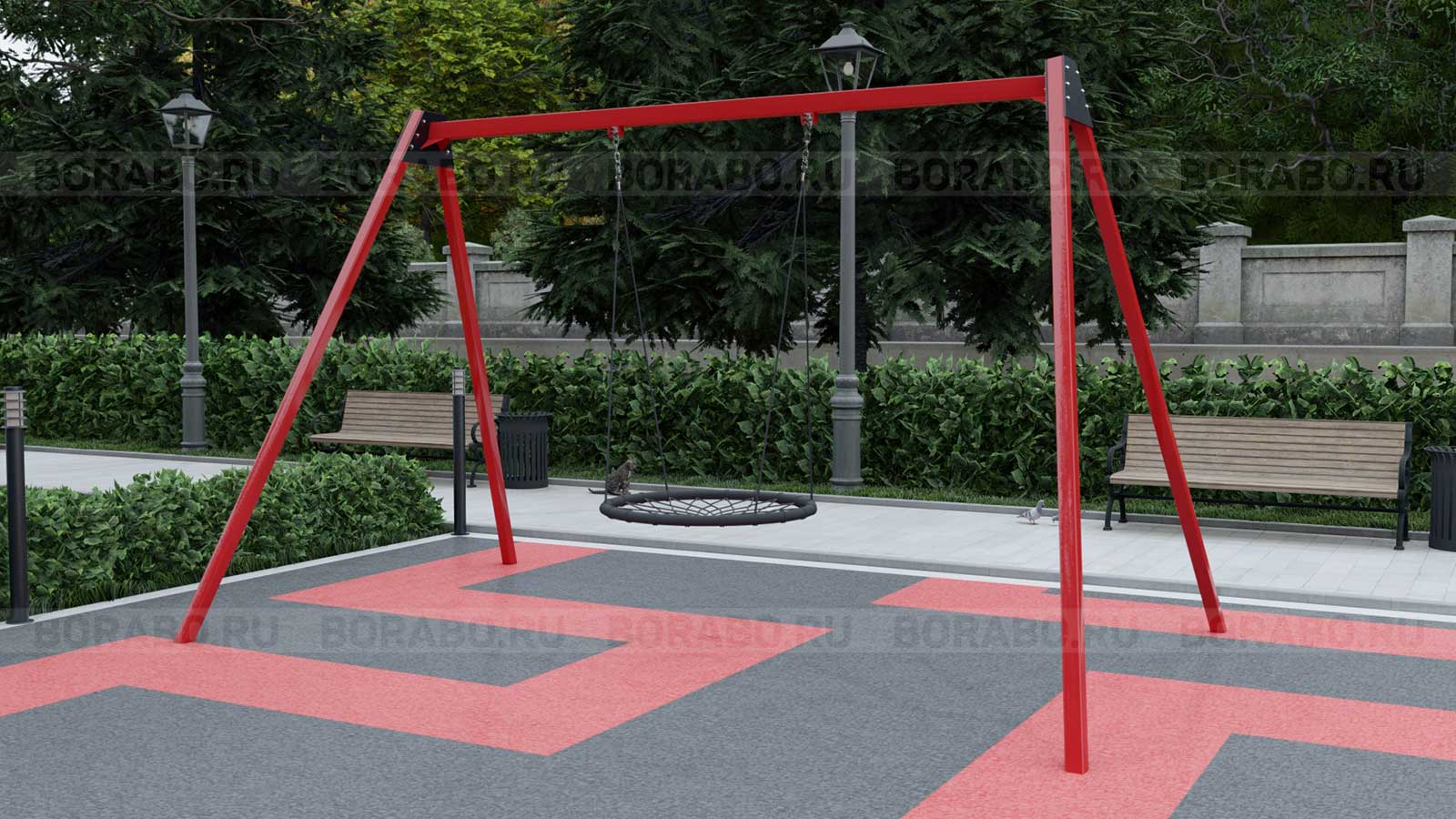 Качели Гнездо стальная рама с бетонированием Workout BW-81