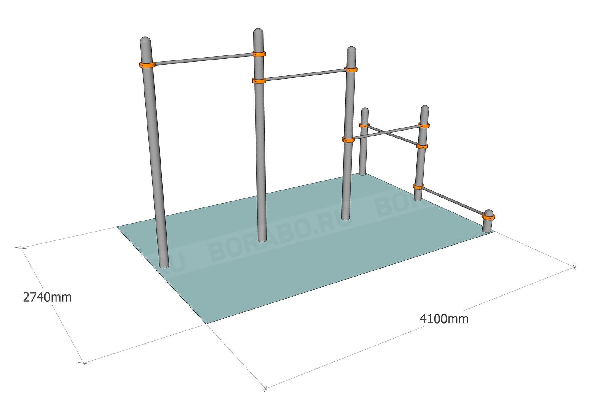 Тройной каскад Workout турников BW-61 с перекладинами для отжиманий
