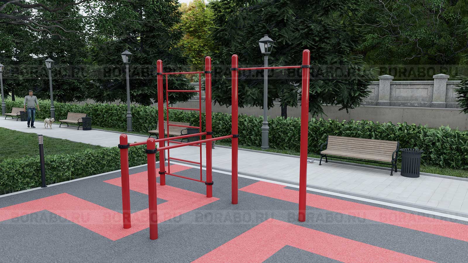 Спортивный Workout комплекс BW-30 с лестницей, турником и брусьями