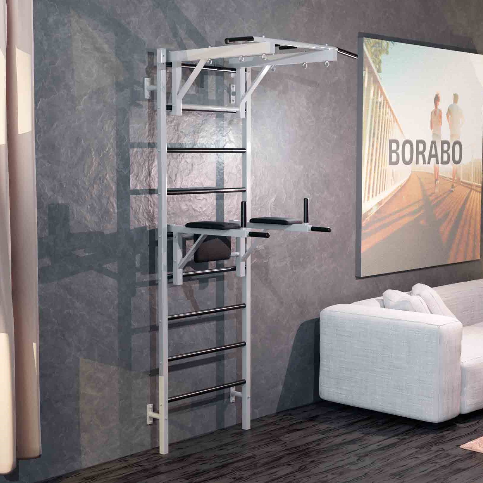 Шведская стенка металлическая Проф 240x71x16 см + Детский спортивный комплекс - Турник + Брусья Пресс