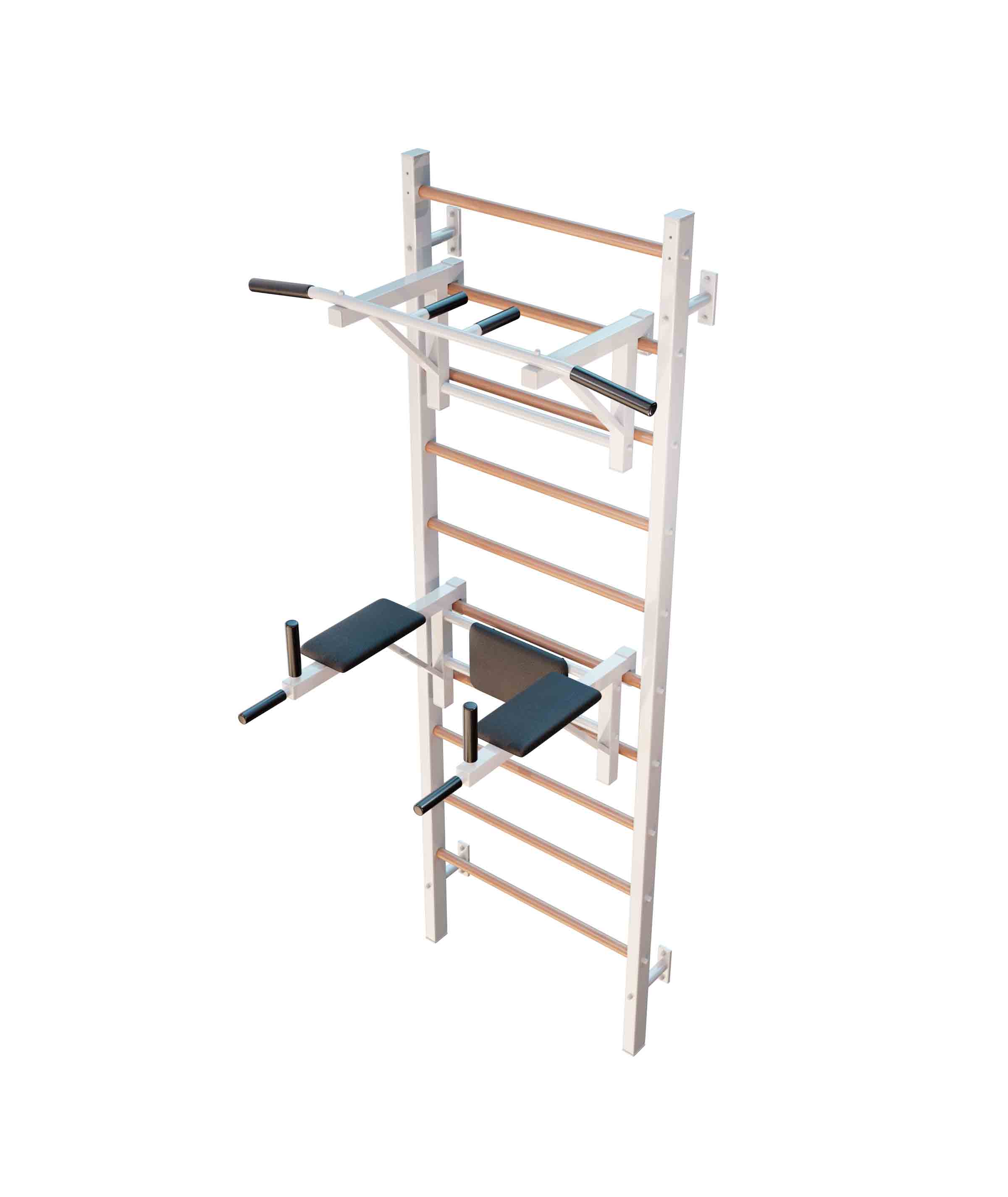 Шведская стенка комбинированная Бук Сталь 240x71x16 см + Турник навесной + Брусья Пресс