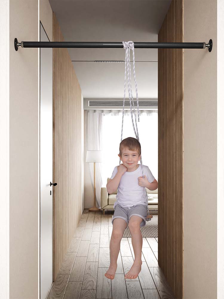 Турник распорный в проем BLACK - стальное рифление