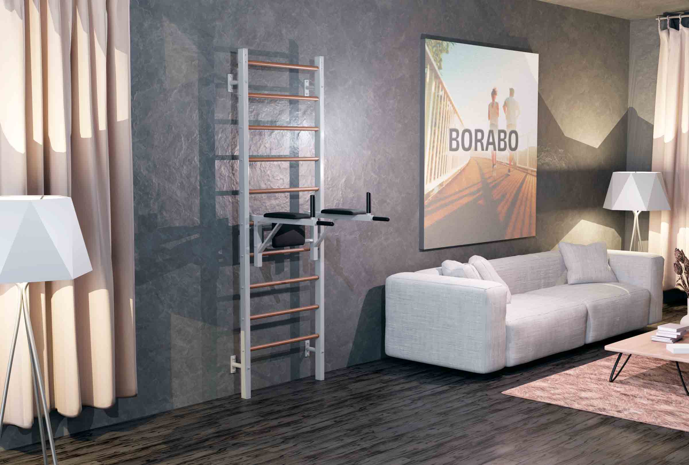 Шведская стенка комбинированная Бук Сталь 240x71x16 см + Брусья Пресс