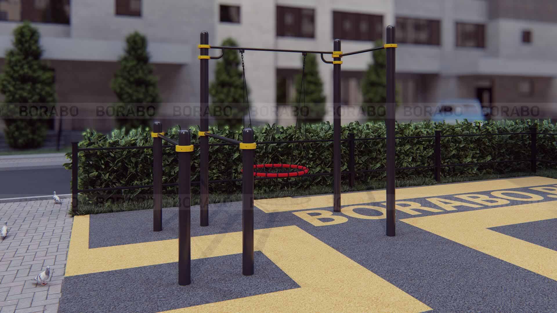 Турник Брусья и Качели-гнездо для улицы BW-114