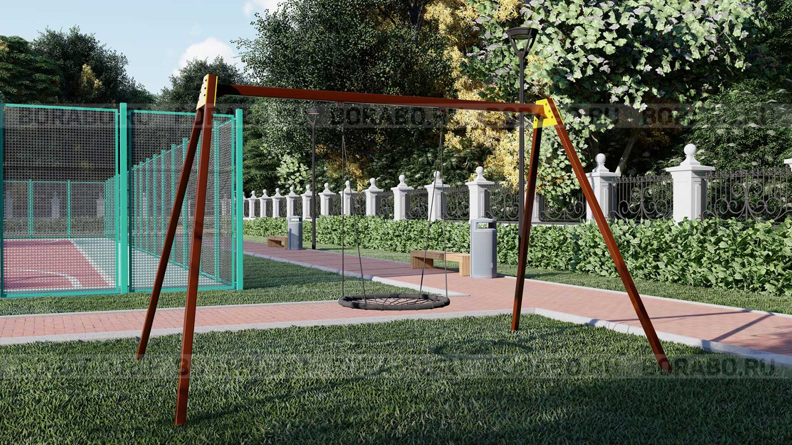 Качели Гнездо стальная рама с бетонированием Workout BW-81