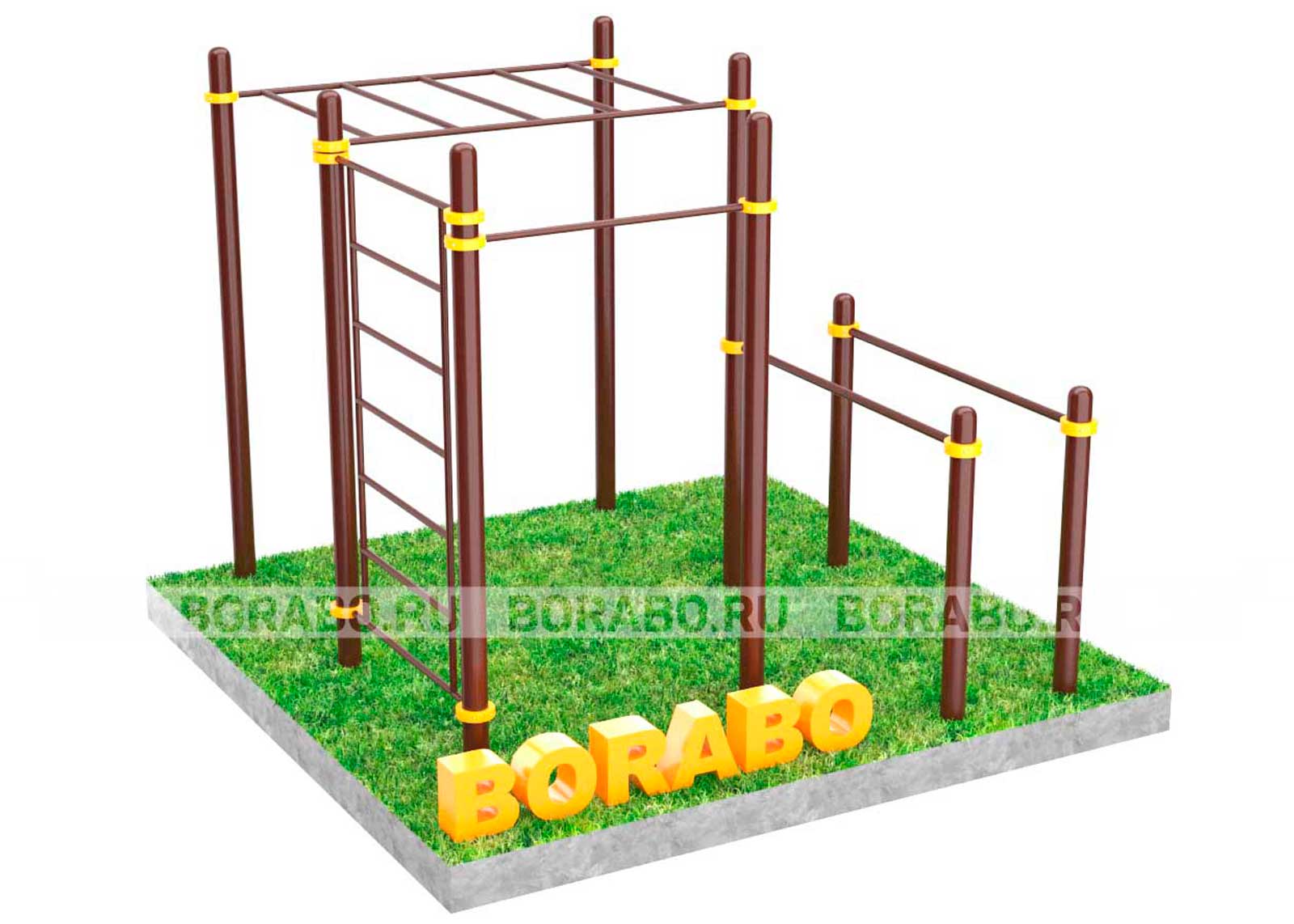 Спортивный Workout комплекс BW-37 с рукоходом, лестницей, турником и брусьями