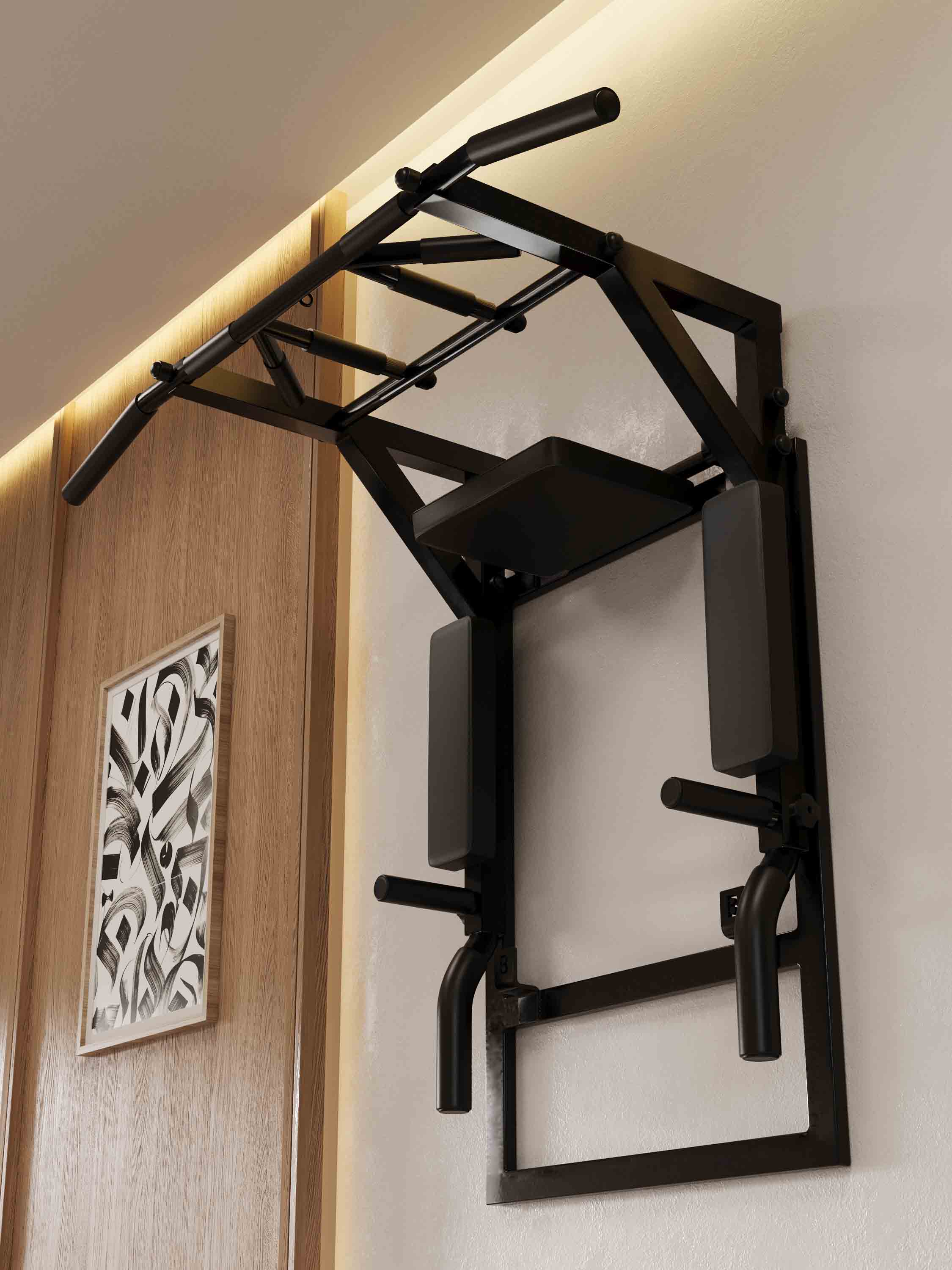 Турник Брусья Пресс 3 в 1 мультихват PRO на раме Черный