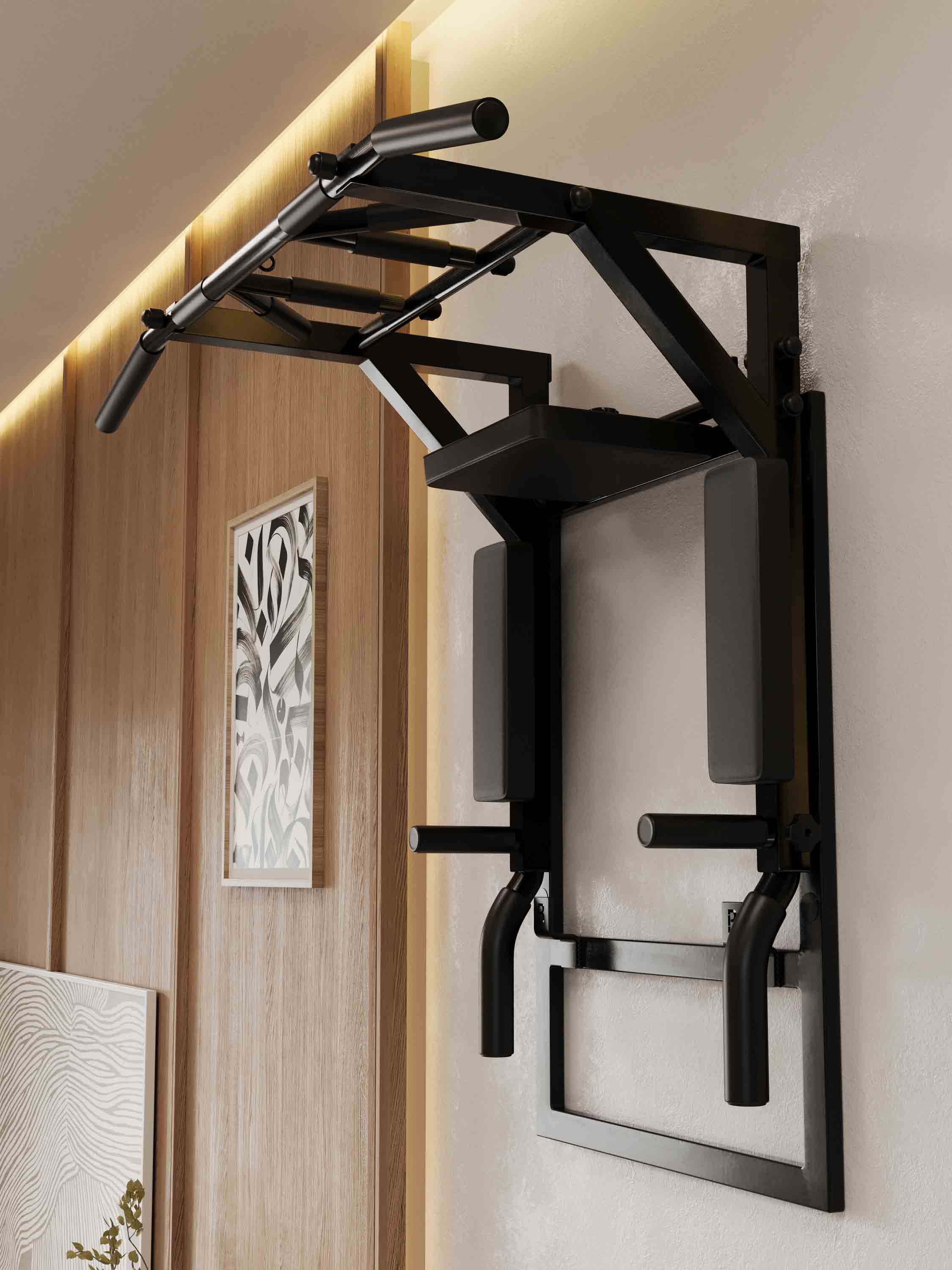 Турник Брусья Пресс 3 в 1 мультихват PRO на раме Черный