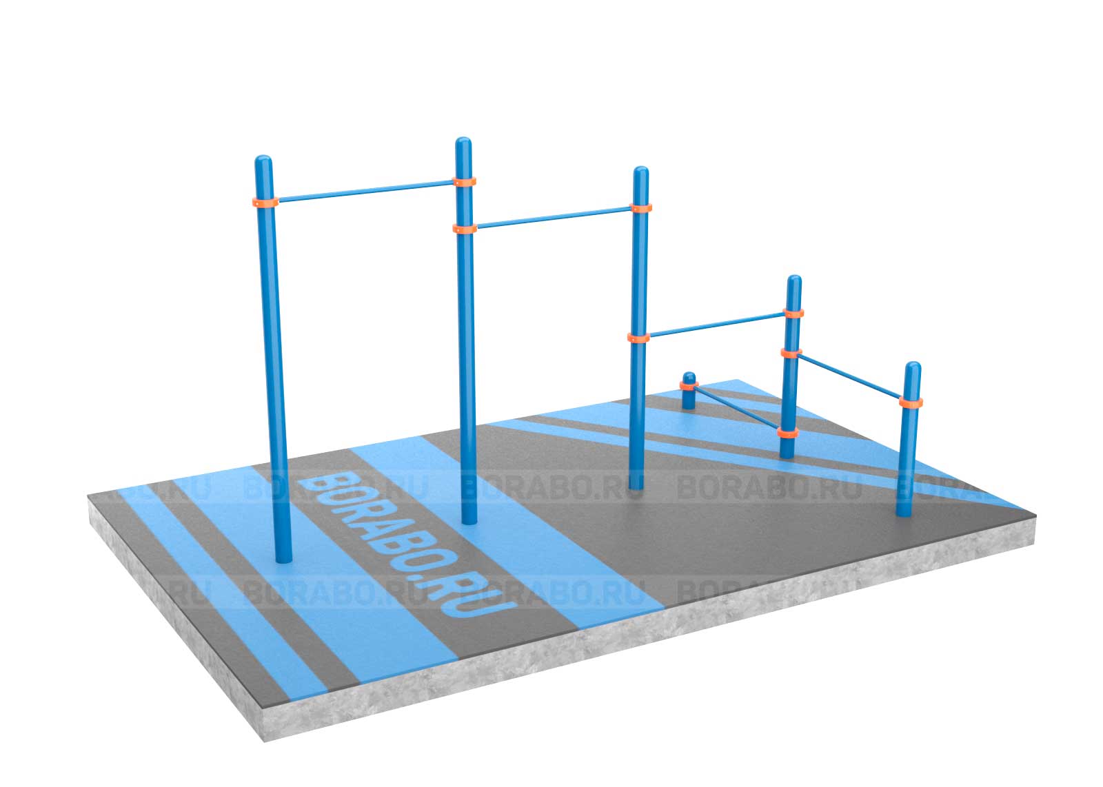 Тройной каскад Workout турников BW-61 с перекладинами для отжиманий