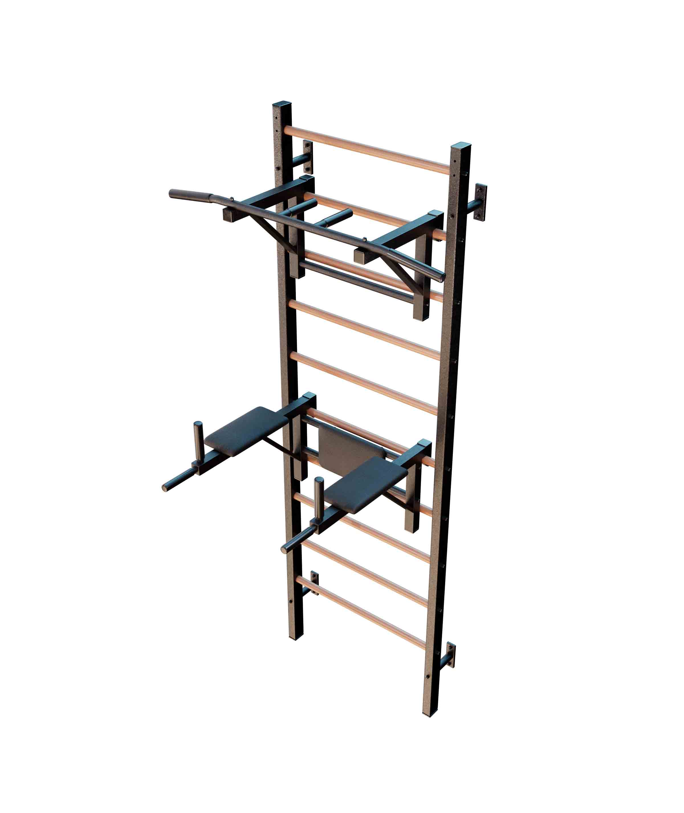 Шведская стенка комбинированная Бук Сталь 240x71x16 см + Турник навесной + Брусья Пресс