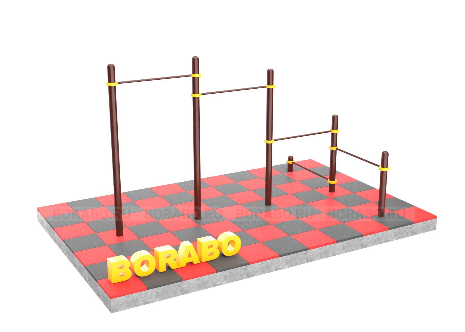 Тройной каскад Workout турников BW-61 с перекладинами для отжиманий