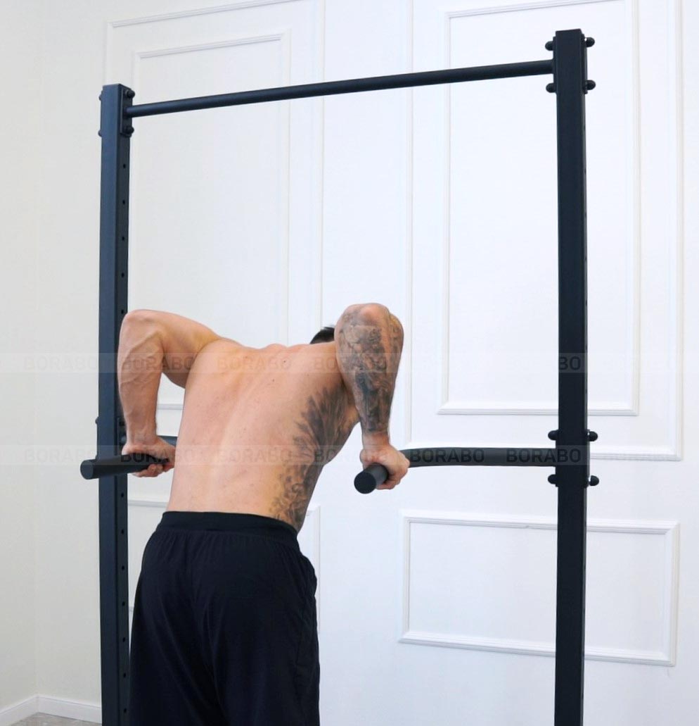 Турник напольный с брусьями и перекладиной для отжиманий, черный