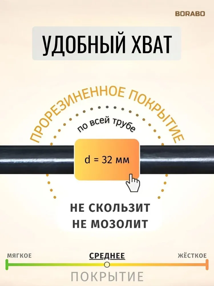 Турник распорный в проем  PRO - прорезиненное покрытие