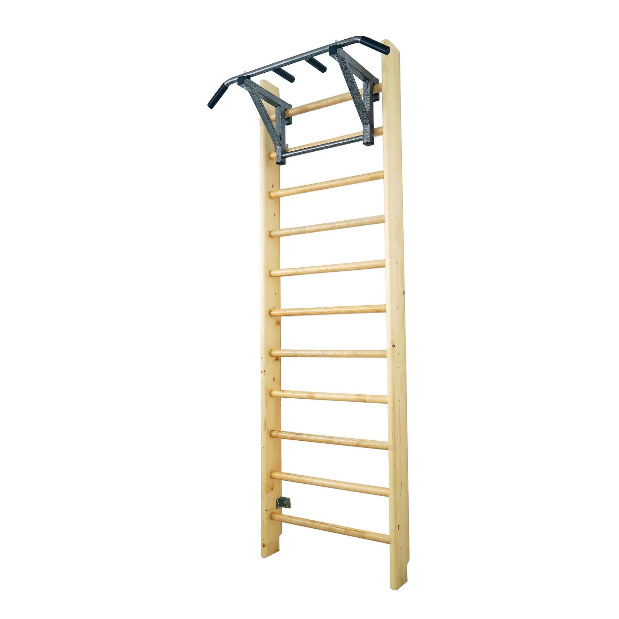 Шведская стенка деревянная (сосна) 260x80x14 см + Турник навесной