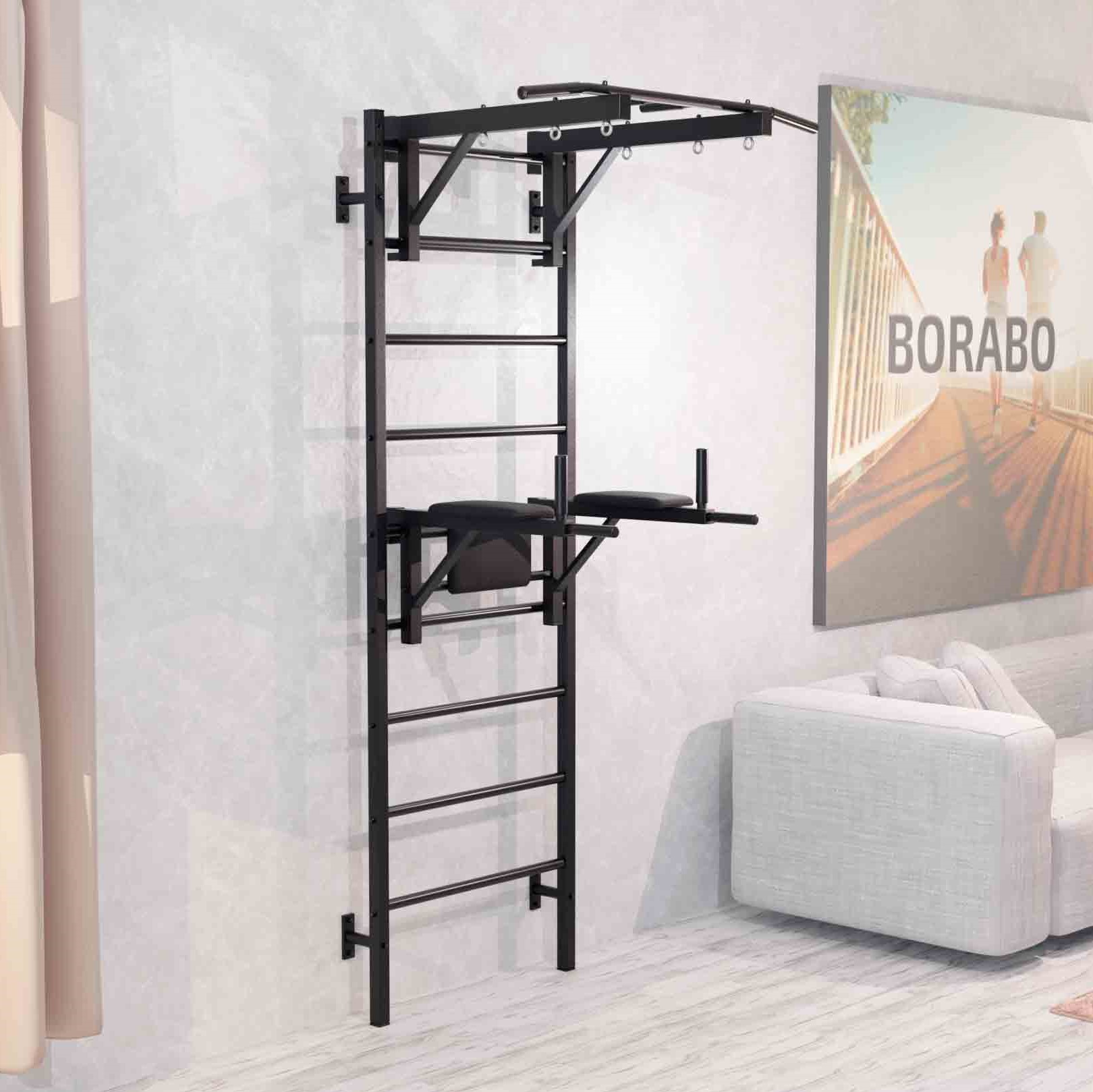 Шведская стенка металлическая Проф 240x71x16 см + Детский спортивный комплекс - Турник + Брусья Пресс