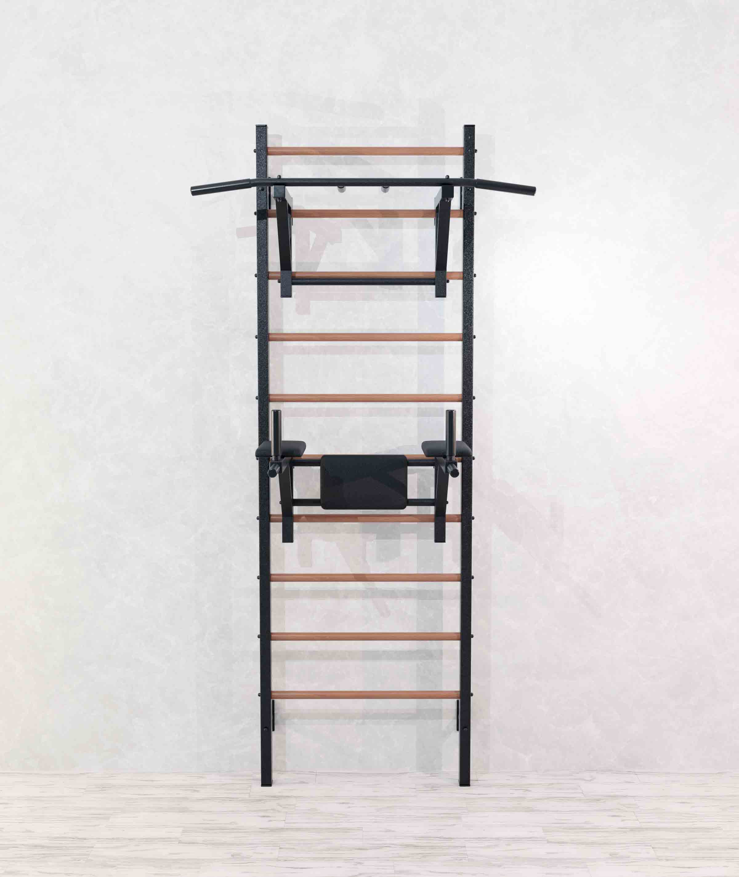 Шведская стенка комбинированная Бук Сталь 240x71x16 см + Турник навесной + Брусья Пресс