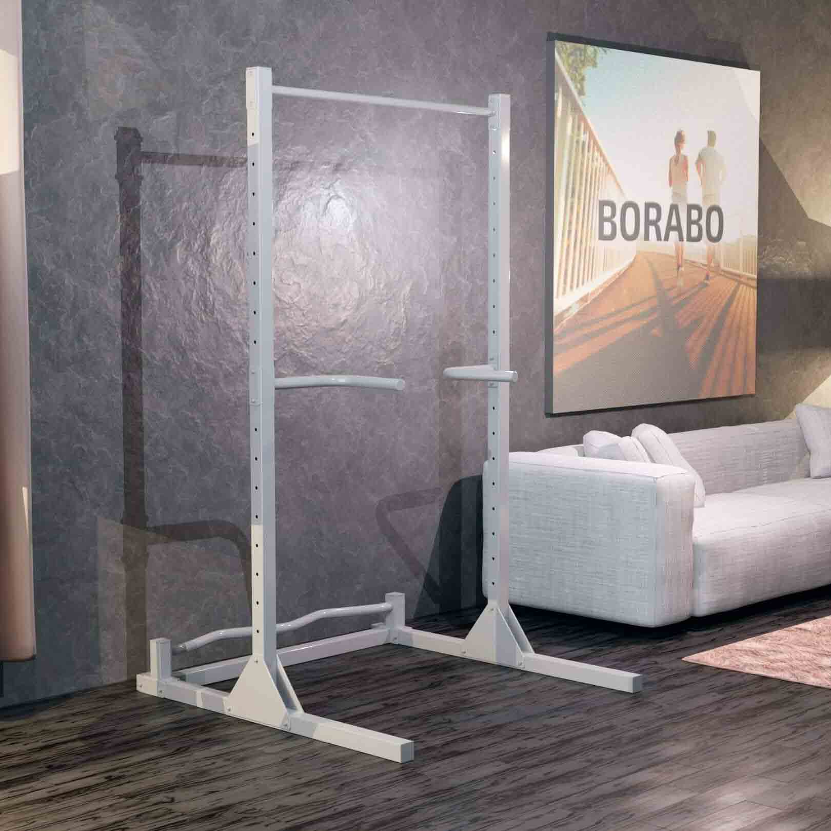 Турник напольный с брусьями и перекладиной для отжиманий, белый