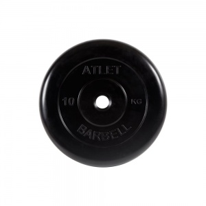 Диск "Atlet" обрезиненный, черный, диаметр 31 мм, 10 кг
