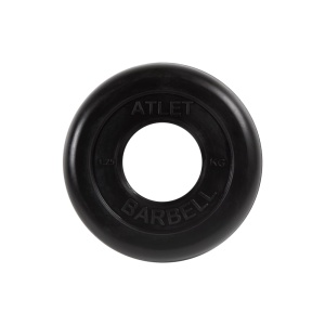 Диск "Atlet" обрезиненный, черный, диаметр 51 мм, 1,25 кг