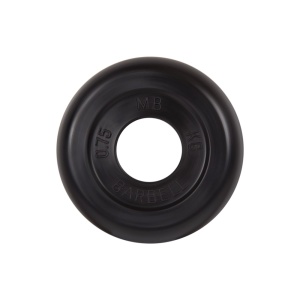 Диск Barbell обрезиненный, черный, диаметр 26 мм, 0,75 кг