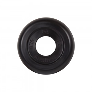 Диск Barbell обрезиненный, черный, диаметр 31 мм, 0,75 кг