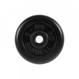 Диск Barbell обрезиненный, черный, диаметр 31 мм, 5 кг