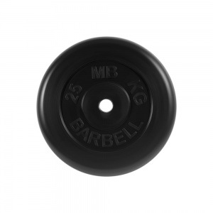 Диск Barbell обрезиненный, черный, диаметр 31 мм, 25 кг