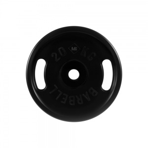 Диск олимпийский c ручками "Barbell", черный, диаметр 51 мм, 20 кг
