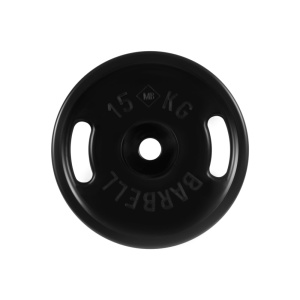 Диск олимпийский c ручками "Barbell", черный, диаметр 51 мм, 15 кг